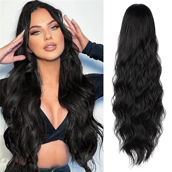 Drawstring Ponytail Extension Long Body Wavy Black Ponytail Extension for Women - Picture 7 of 7